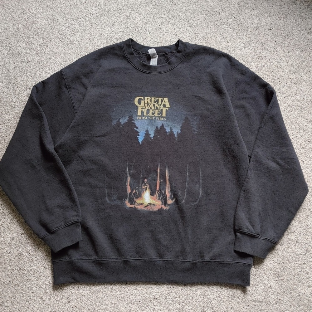 Greta Van Fleet From The Fires Black Band Graphic Sweatshirt Crewneck Mens L